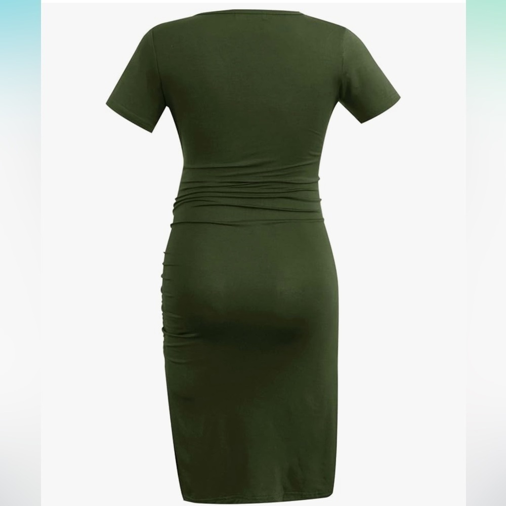 Elegant Olive Green Midi Dress - Picture 2 of 5